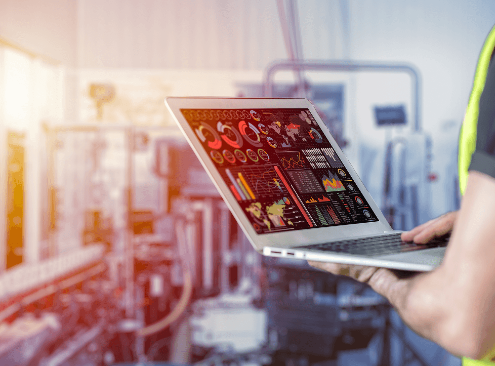 A factory centrally connected with various devices and systems